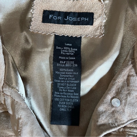 For Joseph 100% Suede Button Down Western Jacket in Beige, Size Large - Picture 8 of 8